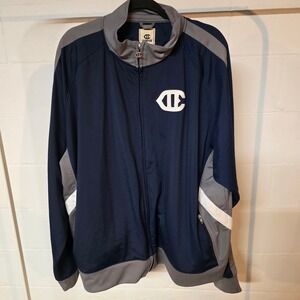 Champion Mens 3XL Navy Gray Full‎ Zip Track Jacket Athletic Logo Navy Blue Gray
